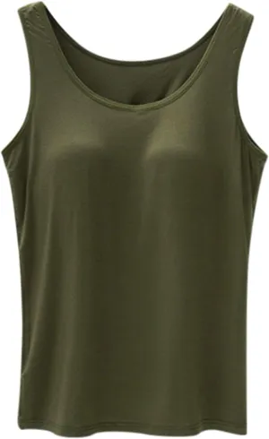 Camisole Tops for Women Cotton Adjustable Straps Stretch Tank Tops with Built-in Padded Bra Yoga Shirts