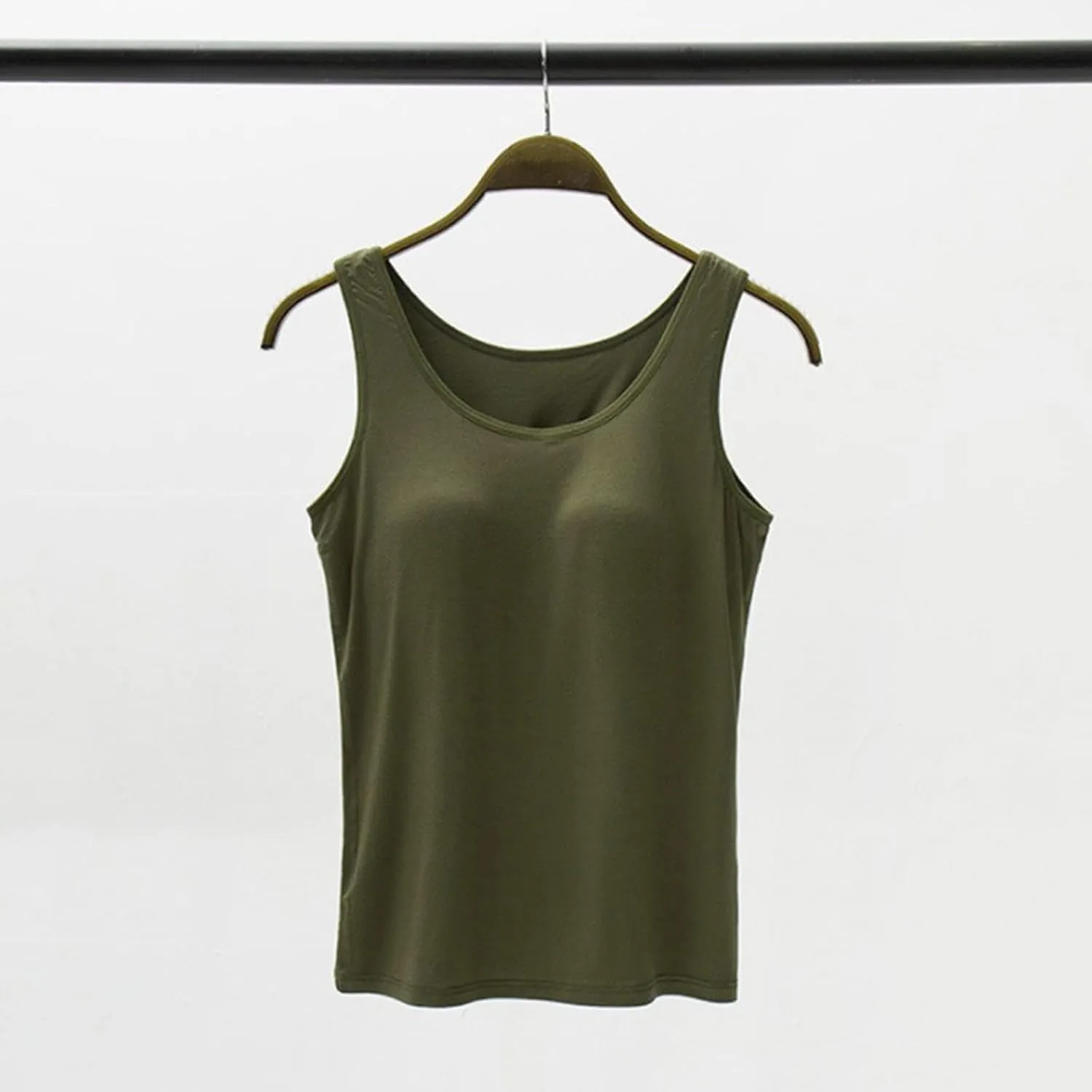 Camisole Tops for Women Cotton Adjustable Straps Stretch Tank Tops with Built-in Padded Bra Yoga Shirts