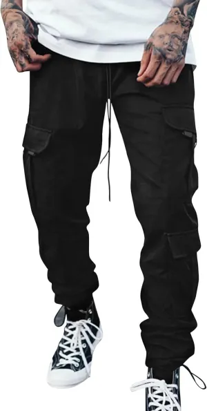 Cargo Pants for Men Relaxed Fit with Zipper Pockets Men's Cargo Fleece Jogger Sweatpant Mens Cargo Work Pants Relaxed