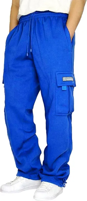 Cargo Pants for Men Solid Color Drawstring Baggy Sweatpants Mens Casual Loose Fit Gym Work Joggers with Pockets