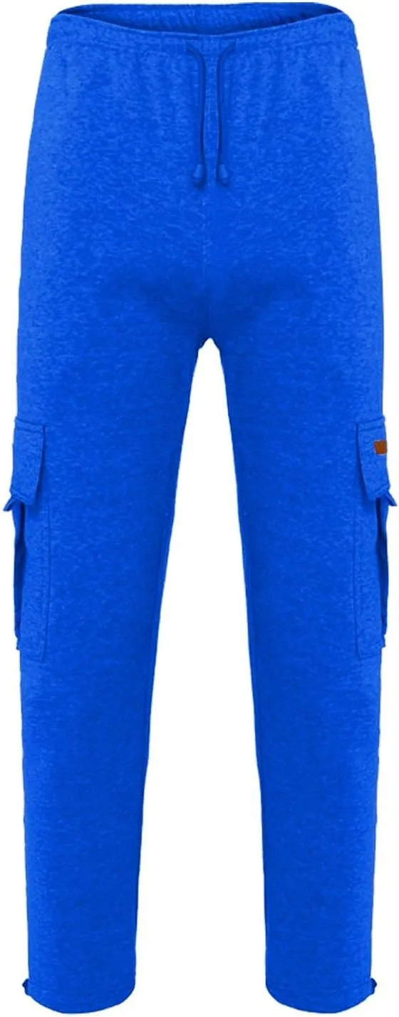 Cargo Pants for Men Solid Color Drawstring Baggy Sweatpants Mens Casual Loose Fit Gym Work Joggers with Pockets