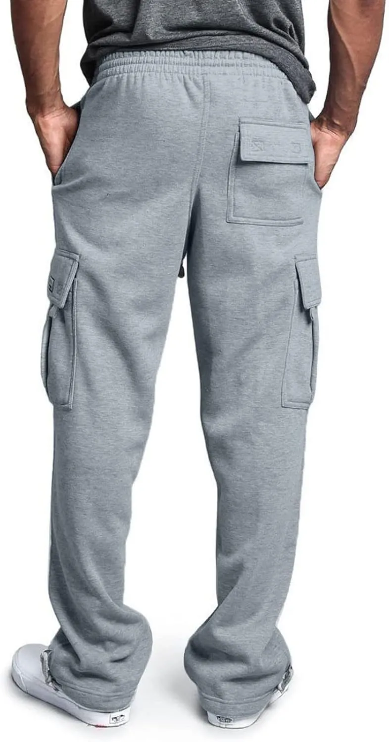 Cargo Pants for Men Solid Color Drawstring Baggy Sweatpants Mens Casual Loose Fit Gym Work Joggers with Pockets