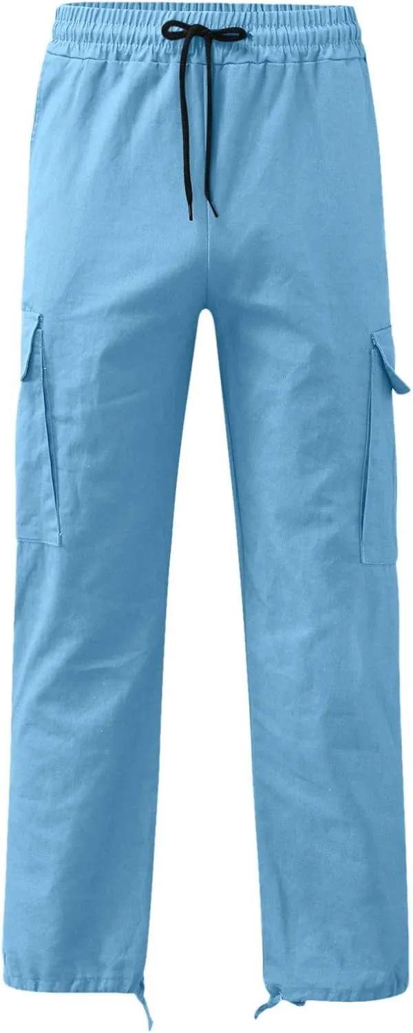 Cargo Sweatpants for Men Baggy Open Bottom Loose Pants Straight Leg Athletic Work Pants Hiking Streetwear Joggers