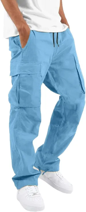 Cargo Sweatpants for Men Baggy Open Bottom Loose Pants Straight Leg Athletic Work Pants Hiking Streetwear Joggers