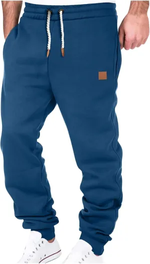 Cargo Sweatpants for Men Drawstring Loose Fit Fleece Joggers Elastic Waist Sports Athletic Trousers with Pockets