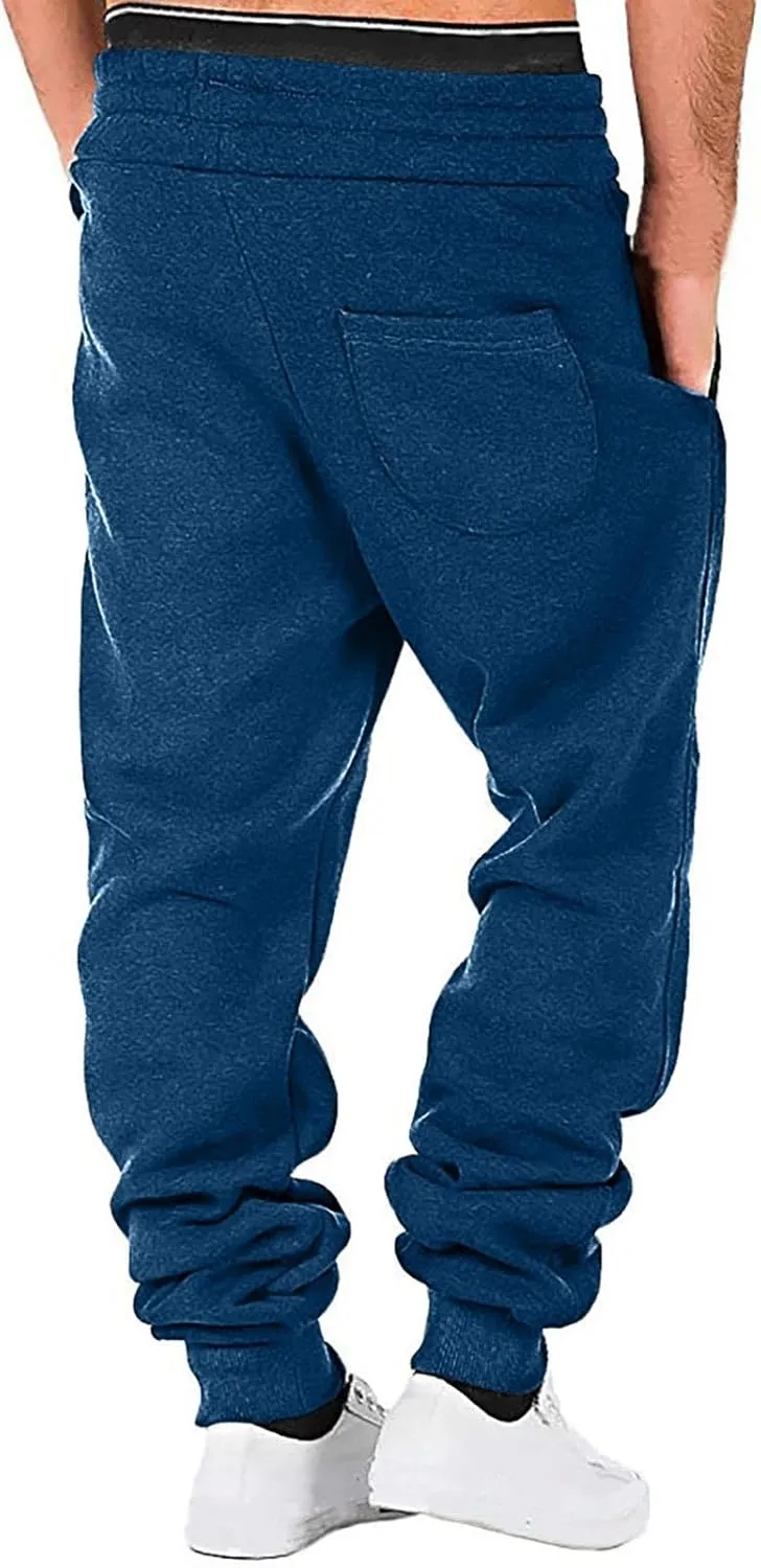 Cargo Sweatpants for Men Drawstring Loose Fit Fleece Joggers Elastic Waist Sports Athletic Trousers with Pockets
