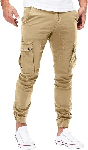 Cargo Trousers for Men Running Men's Joggers Pants with Deep Zip Pockets Recycled Polyester Athletic Pants Loose-fit