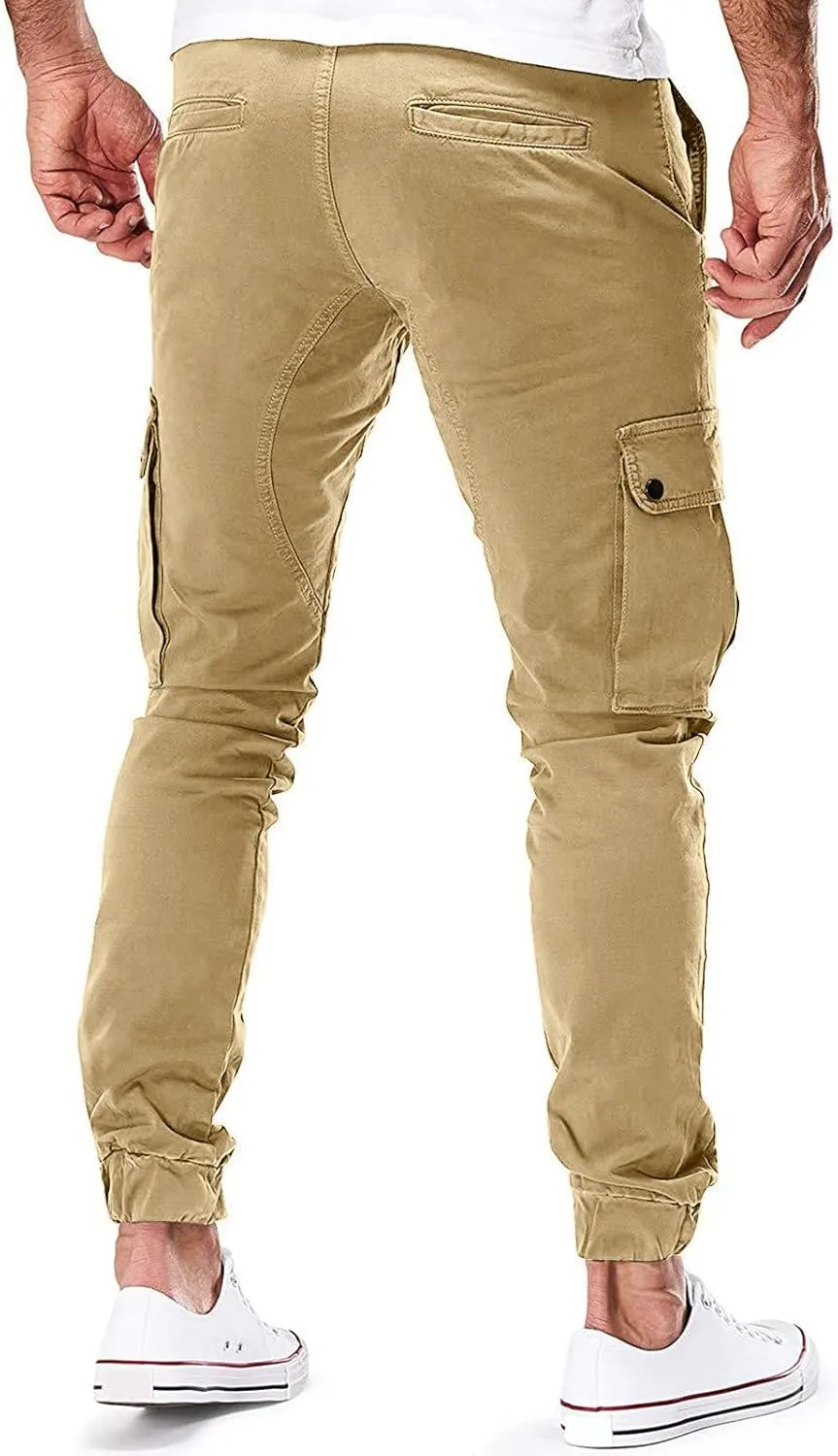 Cargo Trousers for Men Running Men's Joggers Pants with Deep Zip Pockets Recycled Polyester Athletic Pants Loose-fit