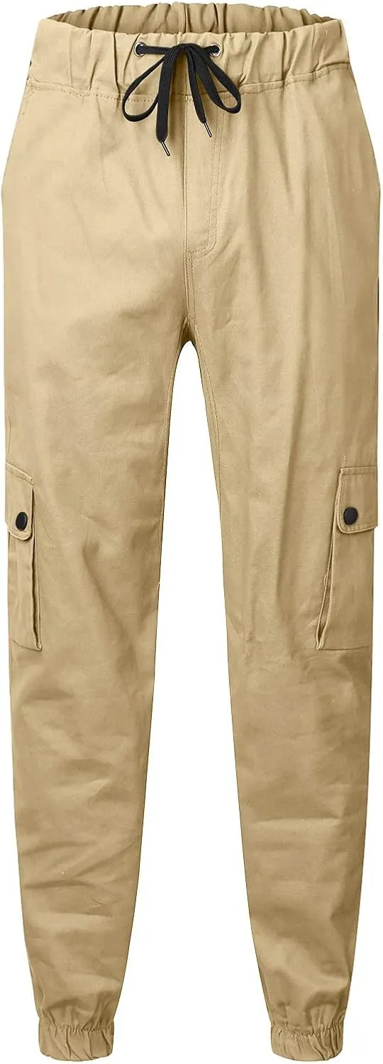 Cargo Trousers for Men Running Men's Joggers Pants with Deep Zip Pockets Recycled Polyester Athletic Pants Loose-fit