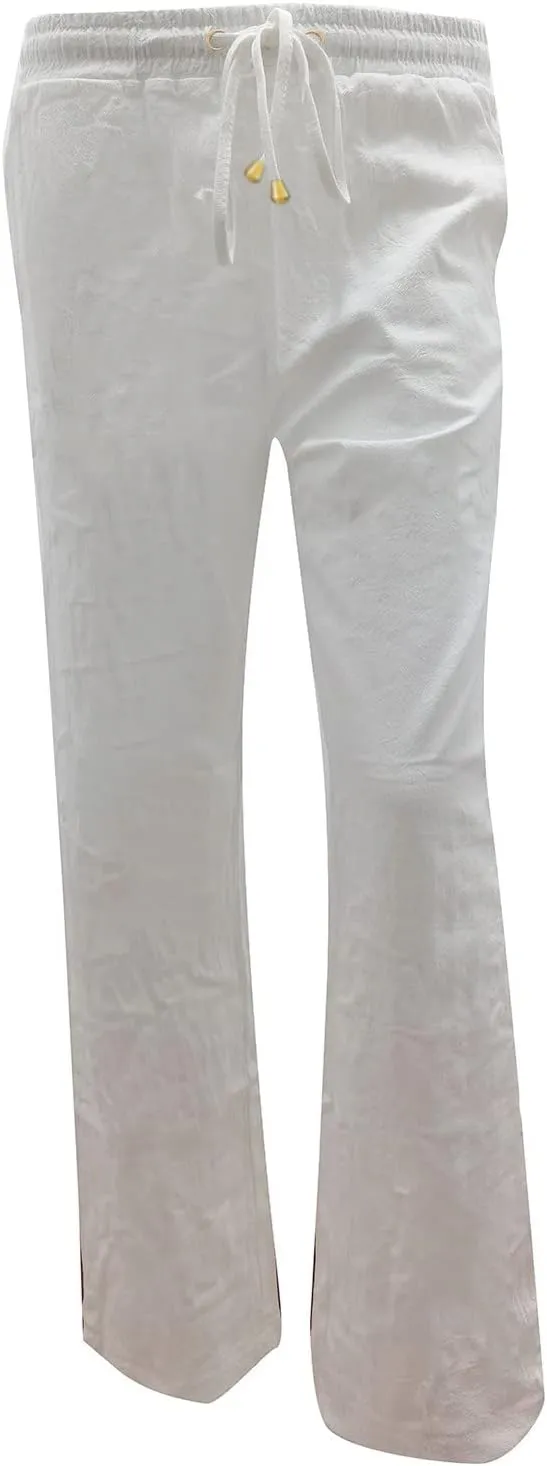 Casual Cotton Linen Pants for Women 2025 New Summer Loose Fit Straight Leg Drawstring Elastic Waist Beach Pants