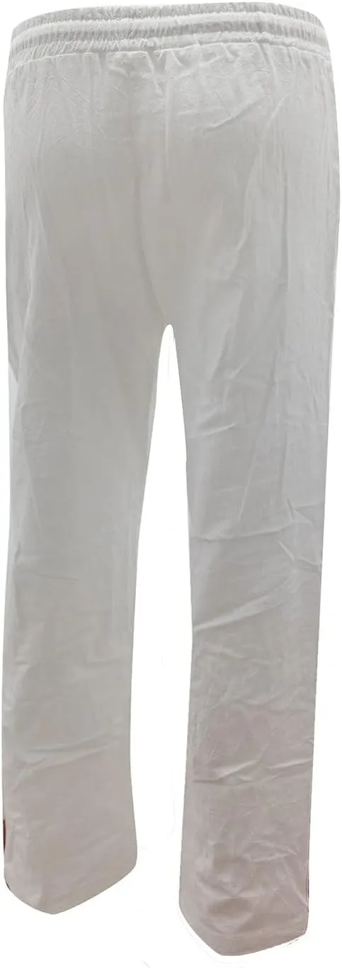 Casual Cotton Linen Pants for Women 2025 New Summer Loose Fit Straight Leg Drawstring Elastic Waist Beach Pants