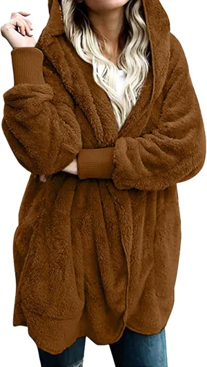 Ceboyel Womens Fleece Winter Coat Sherpa Hooded Jackets Fluffy Hoodie Trendy Warm Loungewear Clothes 2023