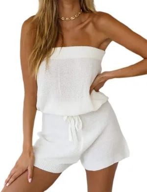 Chang Yun Womens Summer Jumpsuits Casual Loose Sleeveless Off Shoulder Elastic Waist Romper Loungewear Two Piece Outfits