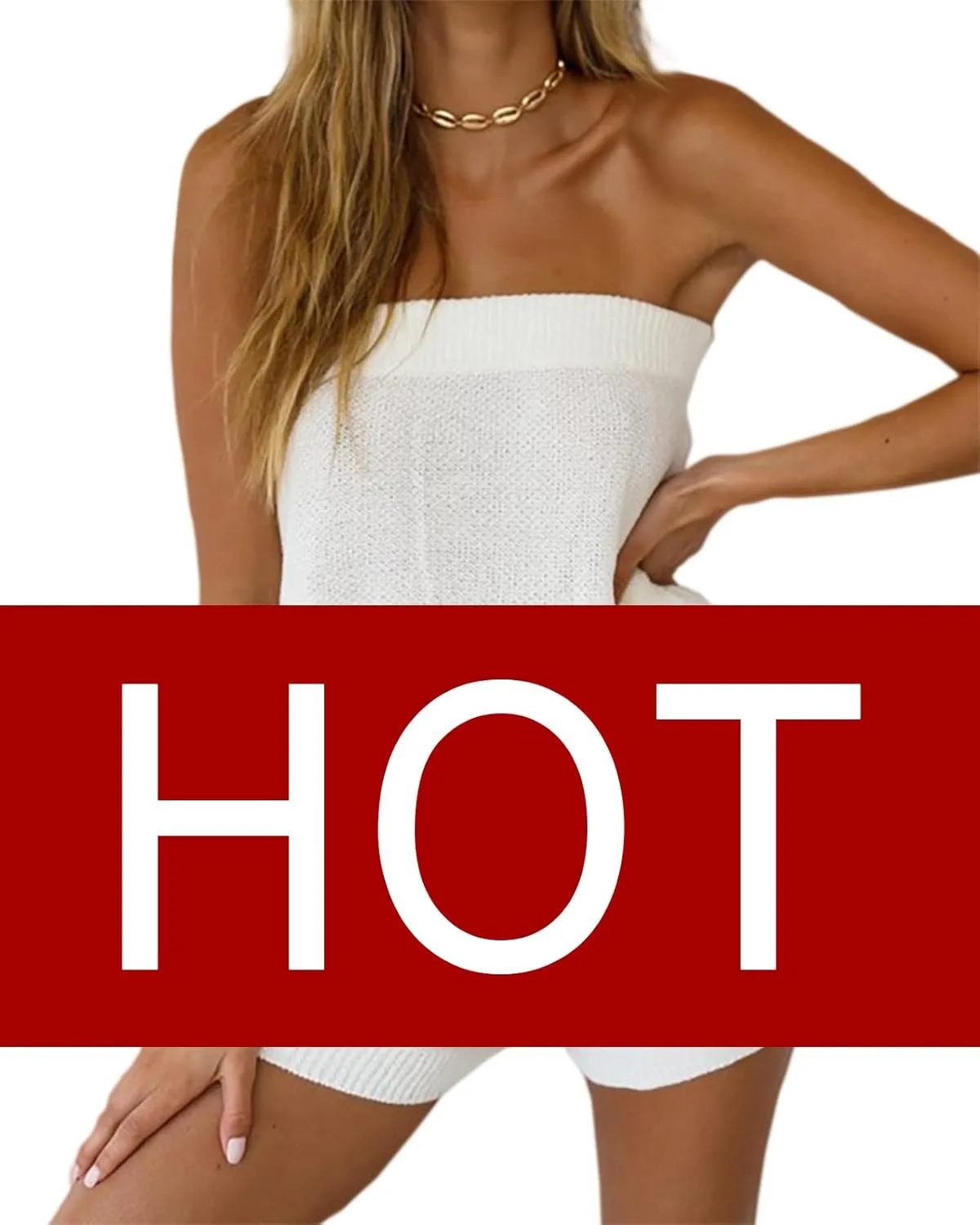Chang Yun Womens Summer Jumpsuits Casual Loose Sleeveless Off Shoulder Elastic Waist Romper Loungewear Two Piece Outfits