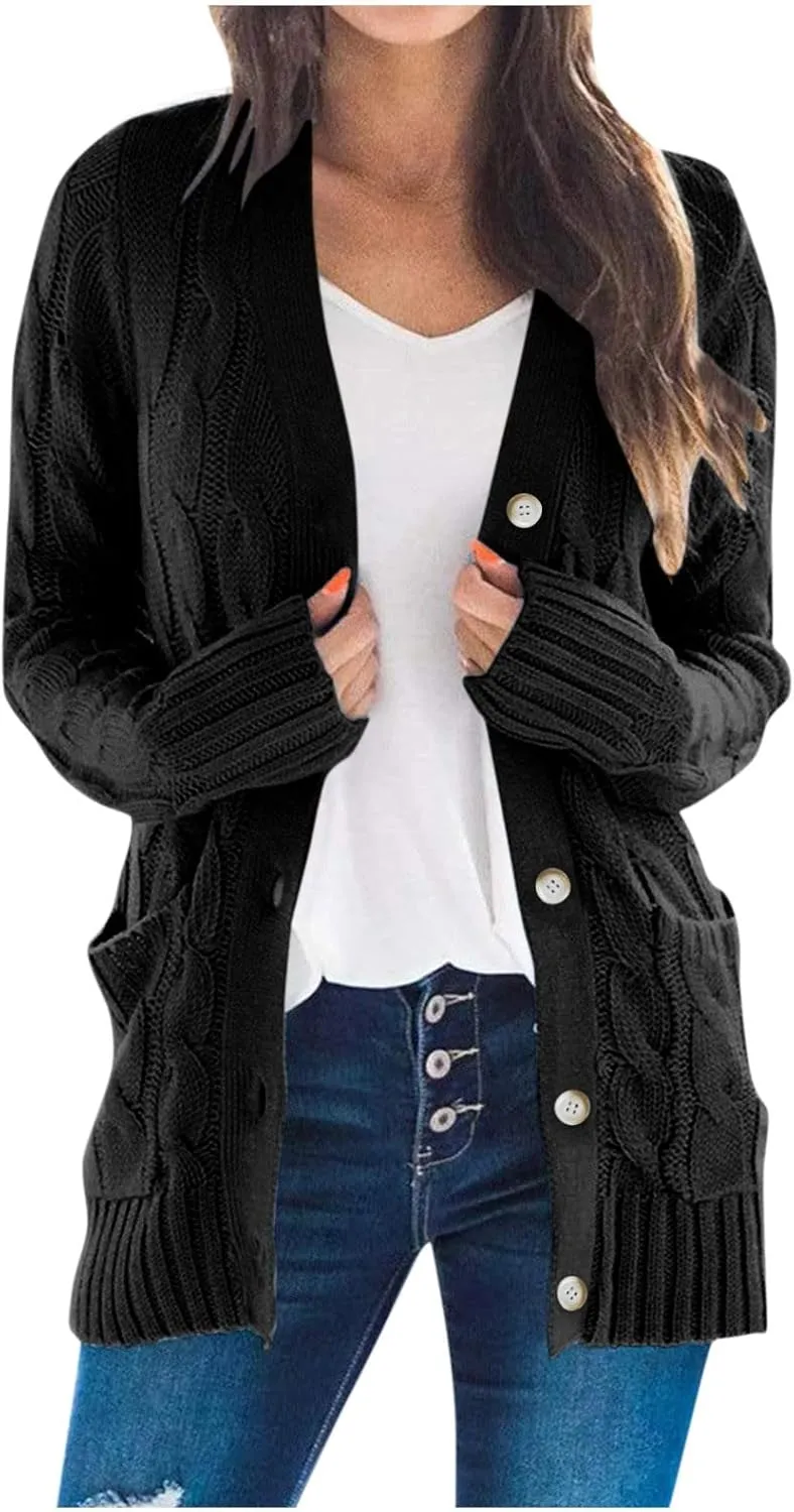 ChicCrate Women's Soft Knit Cardigan Sweater 2025 Fall Winter Trendy Clothes Long Sleeve Loose Outerwear Coats