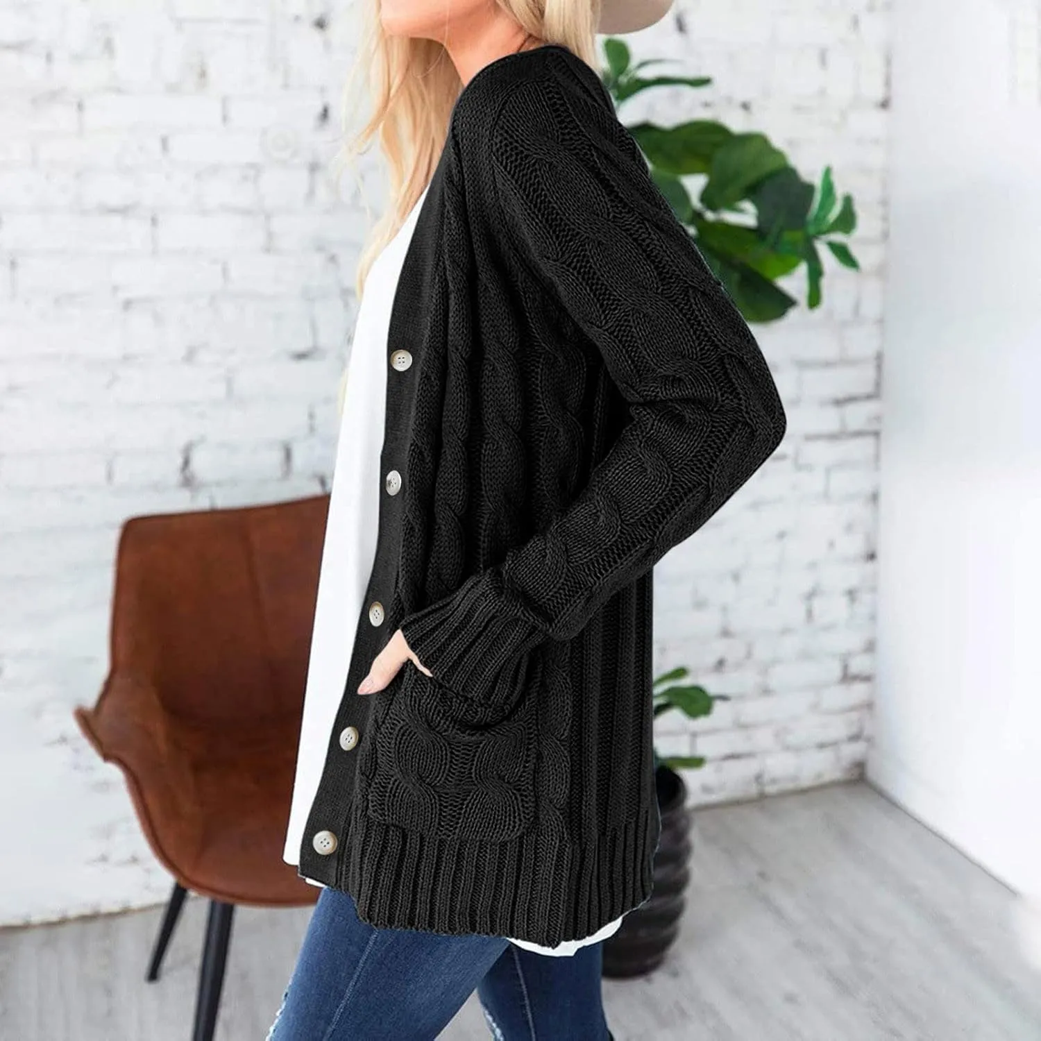 ChicCrate Women's Soft Knit Cardigan Sweater 2025 Fall Winter Trendy Clothes Long Sleeve Loose Outerwear Coats
