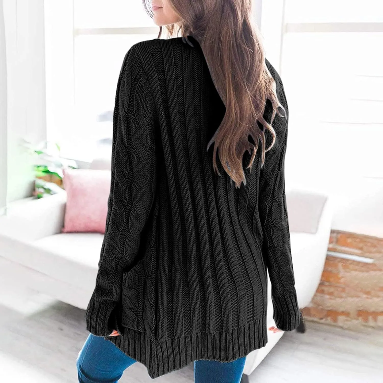 ChicCrate Women's Soft Knit Cardigan Sweater 2025 Fall Winter Trendy Clothes Long Sleeve Loose Outerwear Coats