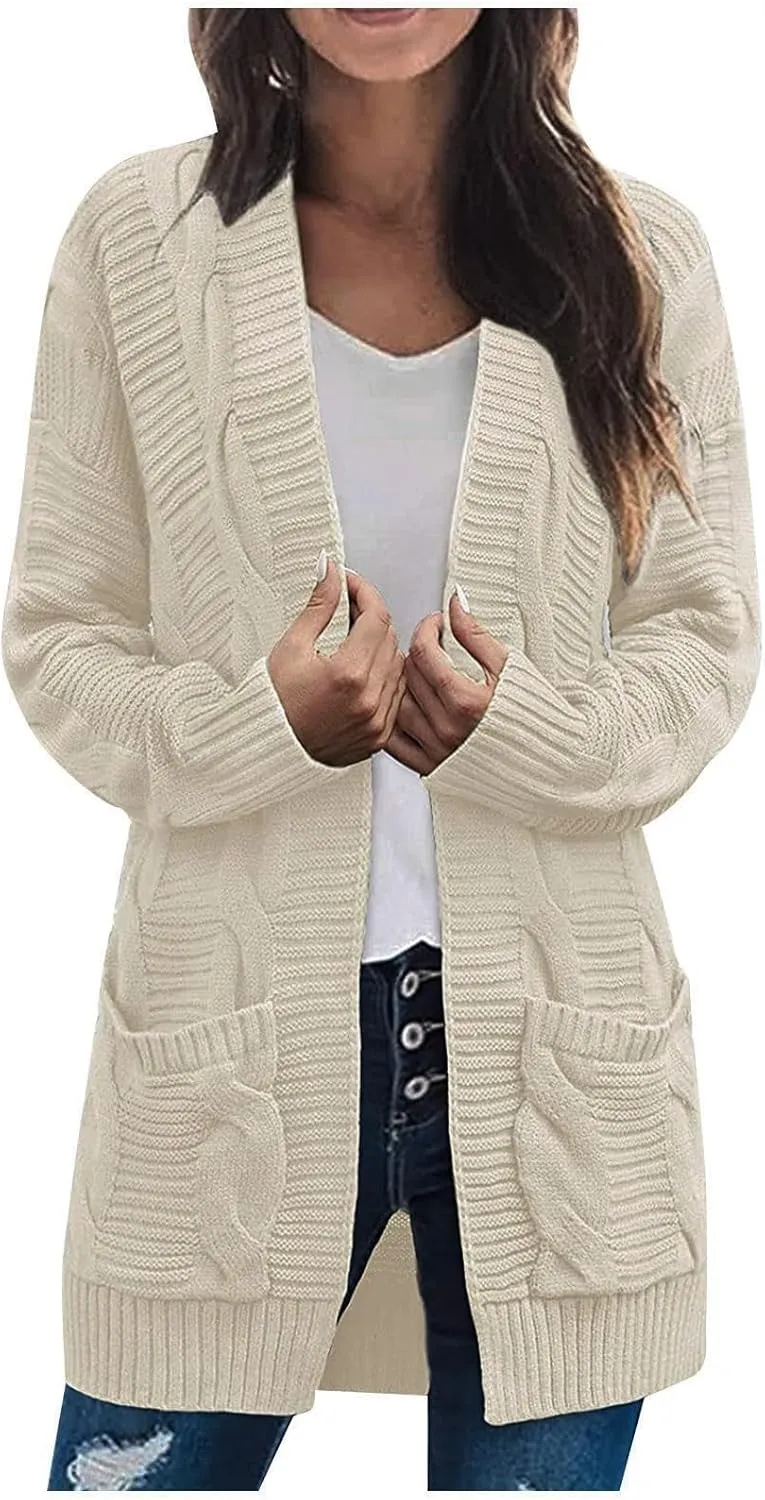 ChicCrate Women's Soft Knit Cardigan Sweater 2025 Fall Winter Trendy Clothes Long Sleeve Loose Outerwear Coats