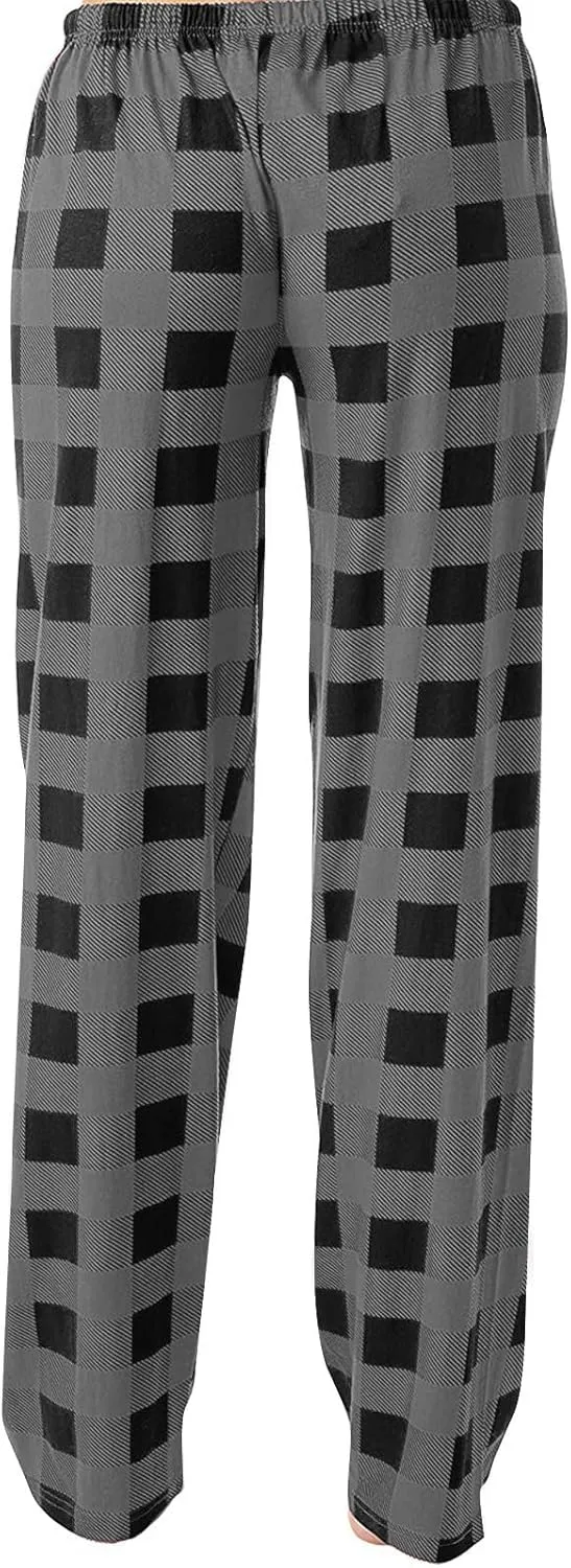 Christmas Pants for Women Buffalo Plaid Soft Sleepwear Sleep Trousers Gifts for Him Her Drawstring Loungewear Pants