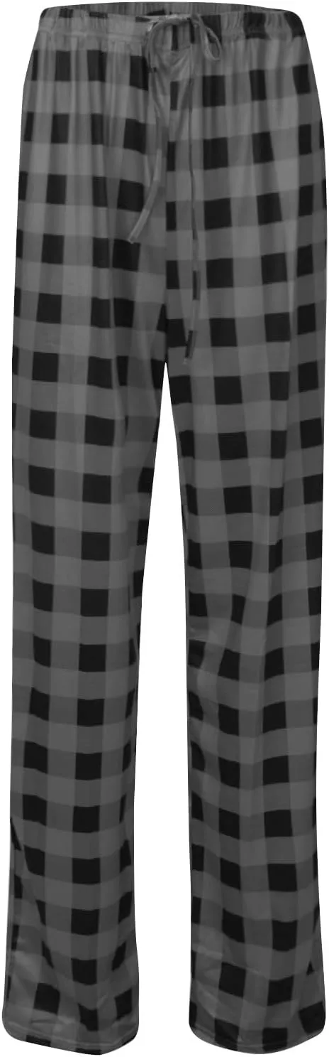 Christmas Pants for Women Buffalo Plaid Soft Sleepwear Sleep Trousers Gifts for Him Her Drawstring Loungewear Pants