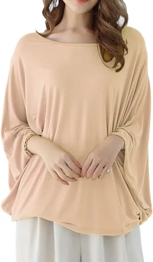 Ckikiou Cute Summer Batwing T-Shirts for Women Oversized Crewneck Short Sleeve Soft Flowy Tee Shirt Top
