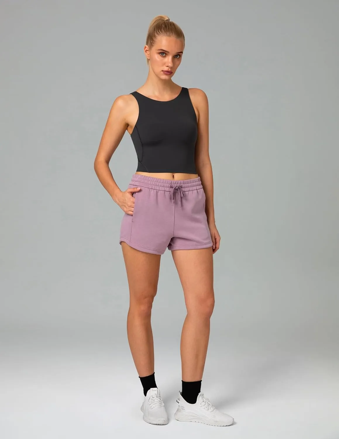 Colorfulkoala Modal Women's High Waisted Sweat 4'' Shorts with Pockets