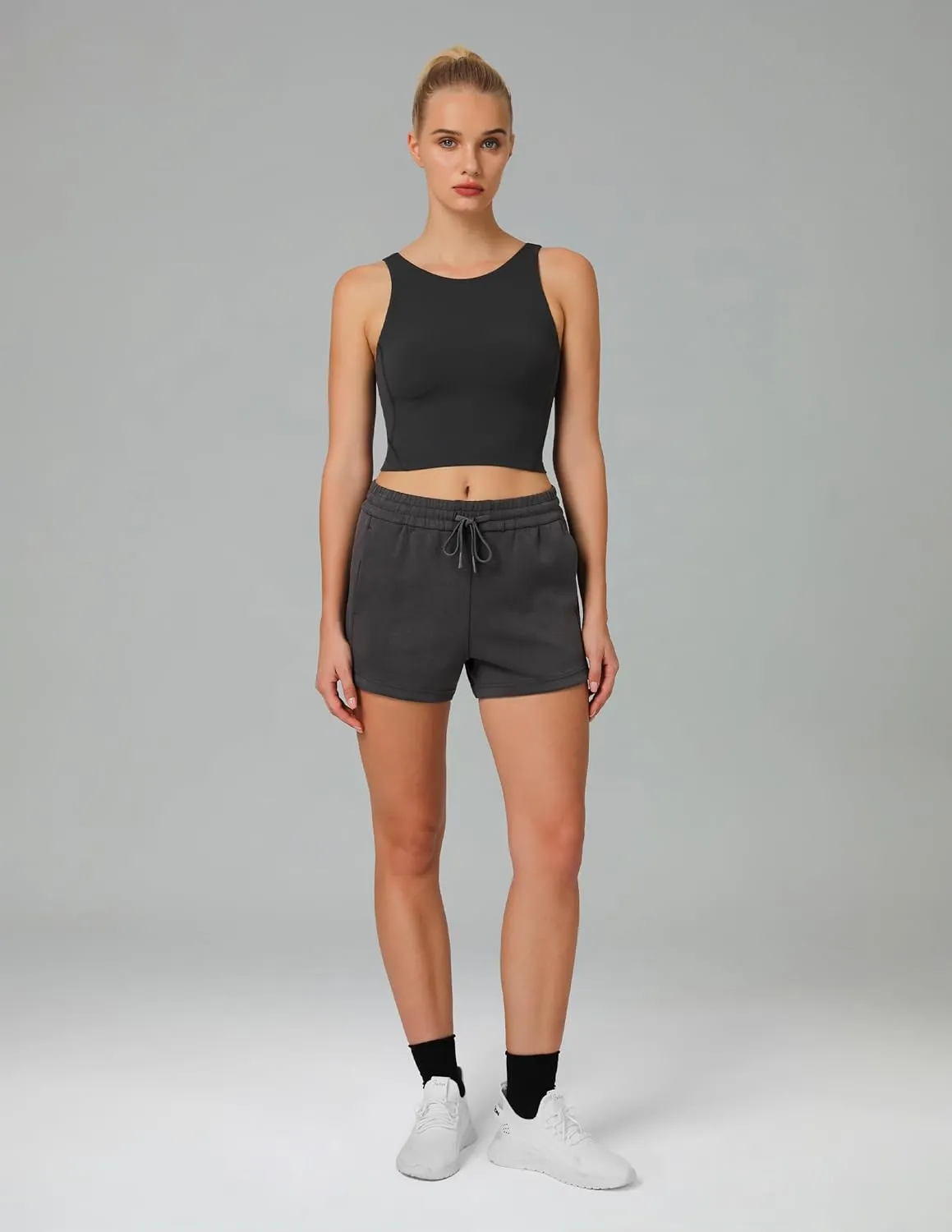 Colorfulkoala Modal Women's High Waisted Sweat 4'' Shorts with Pockets