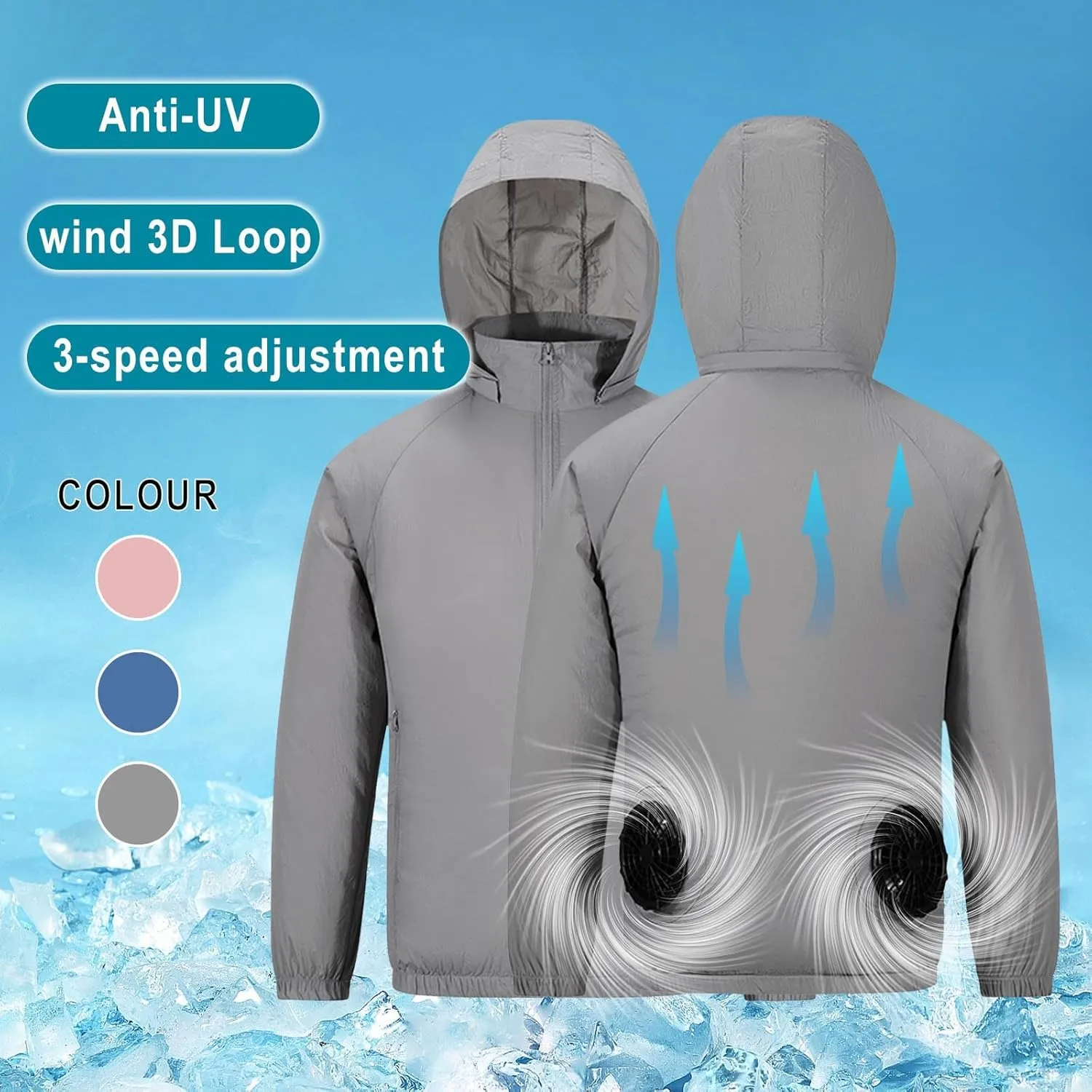 Cooling Fan Jacket For Men USB Sun Protective Track Jackets Air Conditioning Fishing Top Coat Cooling Hiking Hoodies