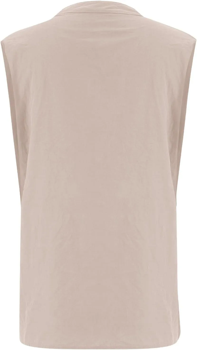 Cotton Linen Shirts for Women Sleeveless Collared Tops Oversized Button Up Blouses Work Shirts Casual Summer Tshirt