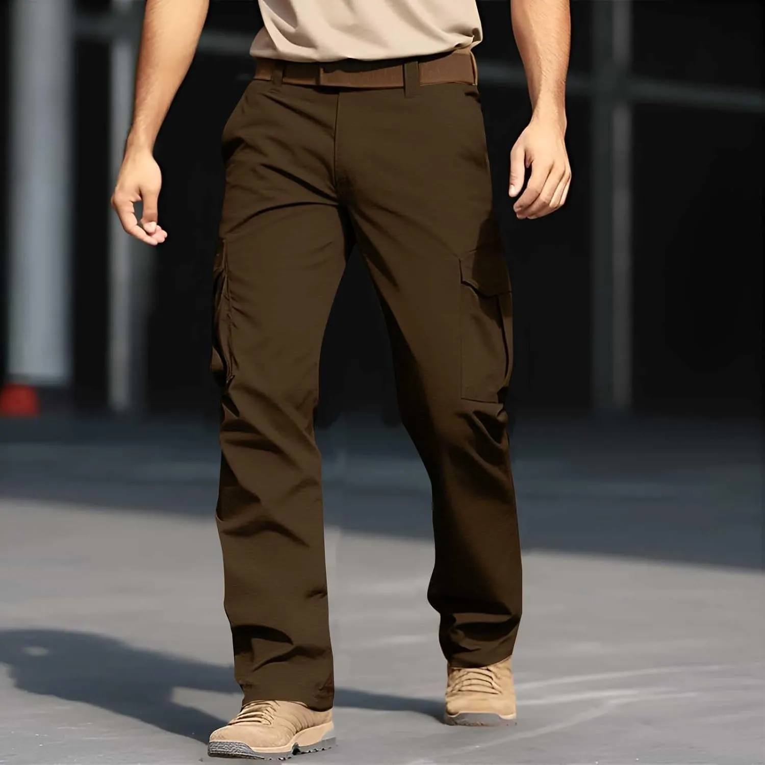 CRNTCEM Men's Hiking Cargo Pants Waterproof Quick-Dry Fishing Work Outdoor Pants Lightweight Water Resistant Ripstop Pants