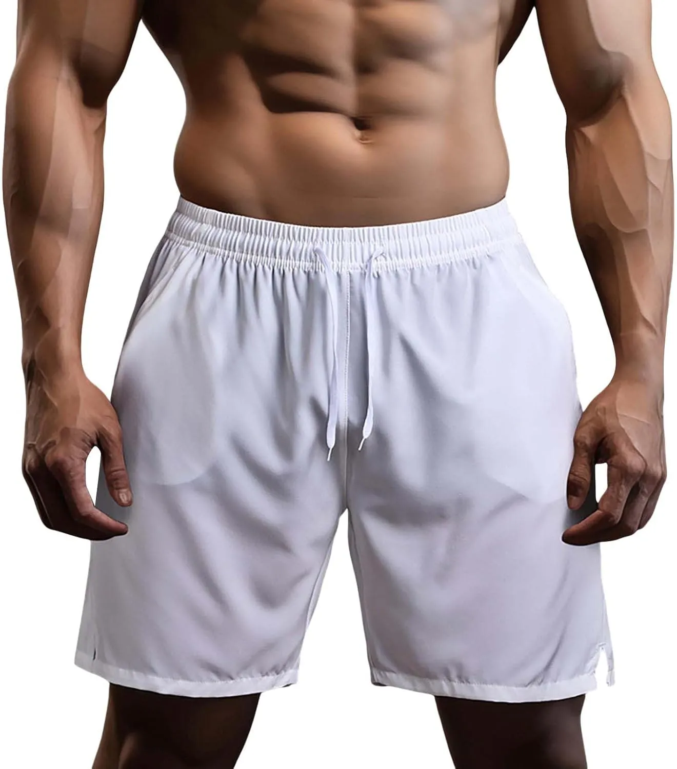 CRNTCEM Men's Quick Dry Athletic Running Shorts Lightweight Workout Bodybuilding Gym Training Elastic Wasit Sport Golf Short