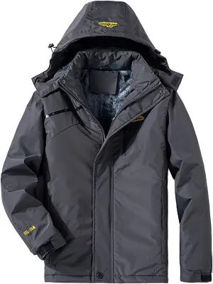 CRNTCEM Unisex Softshell Waterproof Jacket Fuzzy Fleece Sherpa Lined Breathable Hoodie Winter Warm Windbreaker Sportswear