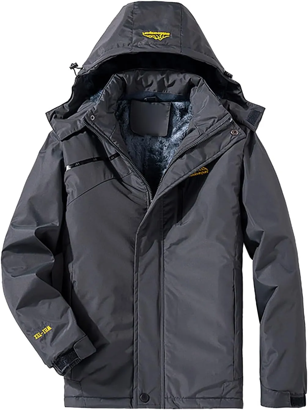 CRNTCEM Unisex Softshell Waterproof Jacket Fuzzy Fleece Sherpa Lined Breathable Hoodie Winter Warm Windbreaker Sportswear