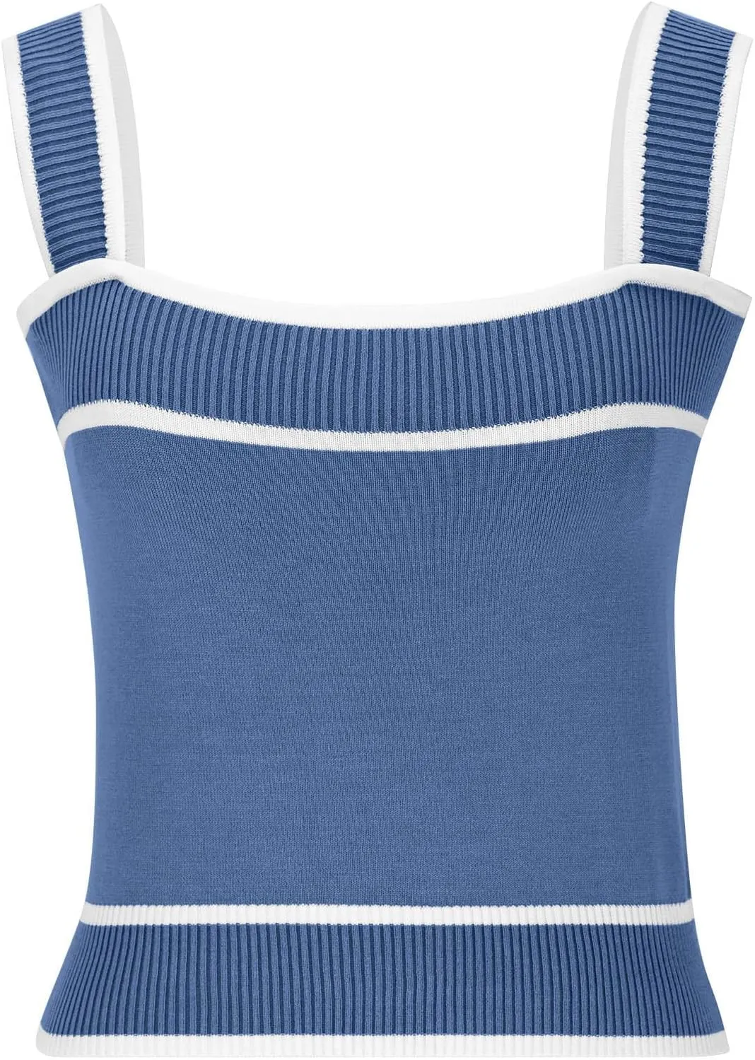Crop Tank Tops for Women Contrast Color Soft Knit Camisole Contrast Color Square Neck Shirt Moisture Wicking Blouse