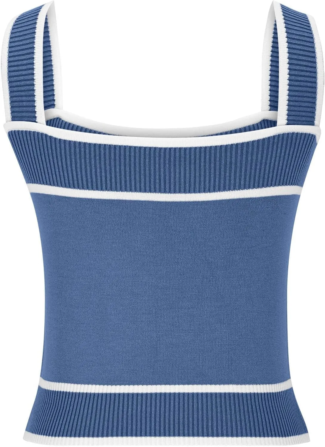 Crop Tank Tops for Women Contrast Color Soft Knit Camisole Contrast Color Square Neck Shirt Moisture Wicking Blouse