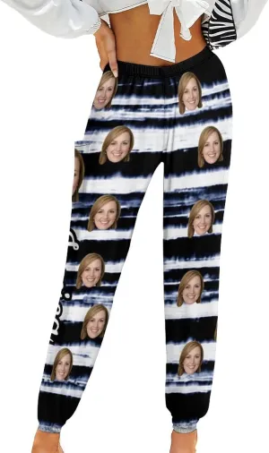 Custom Face Trousers Casual Joggers Loose Straight Leg Long Relaxed Fit Pants with Pockets