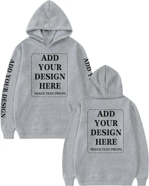 Custom Hoodie for Men Women Design Your Own Personalized Image Text Logo Fleece Sweatshirt