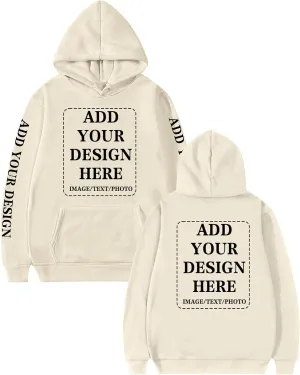 Custom Hoodie for Men Women Design Your Own Personalized Image Text Logo Fleece Sweatshirt