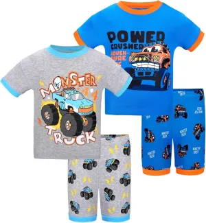 DAUGHTER QUEEN Boys Pajamas 4 Pieces Short Set 100% Cotton Sleepwear Size 18 Months-12 Years