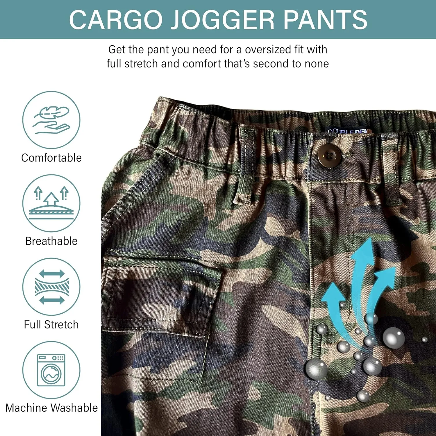 Double Denim January 5th Women's High Waist Cargo Jogger Casual Pants Floral Print Elastic Waistband Tapered with 6 Pockets