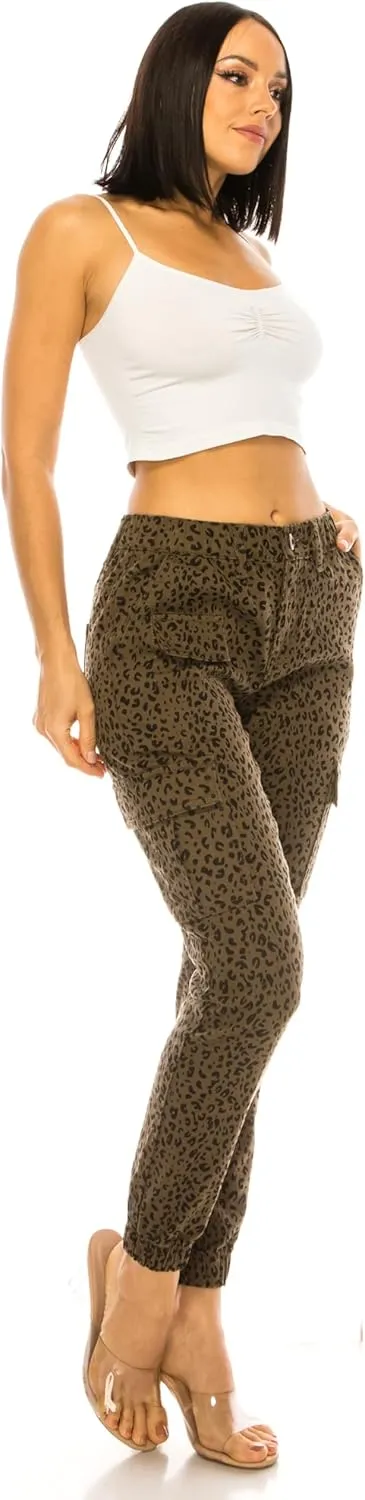 Double Denim January 5th Women's High Waist Cargo Jogger Pants Elastic Waistband Casual Tapered Sweatpants with 6 Pockets