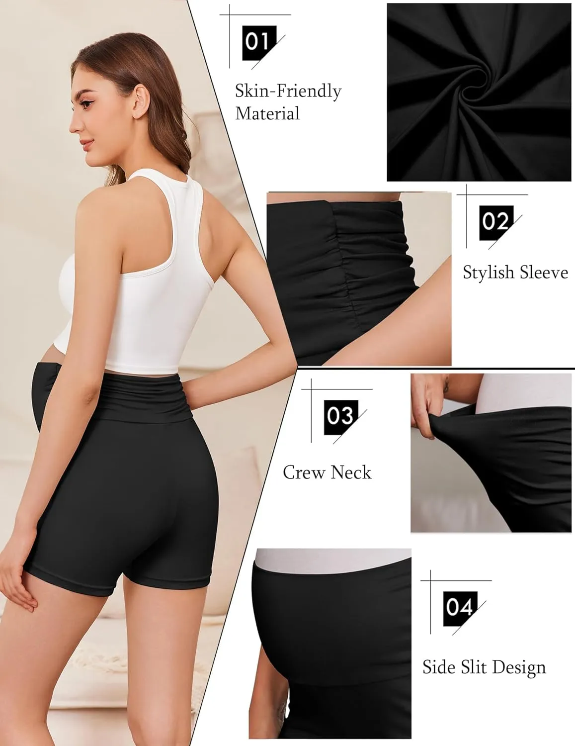 Ekouaer 3 Pack Women's Maternity Shorts Stretchy Workout Pregnancy Shorts Comfy Lounge Pajama Sleepwear S-XXL