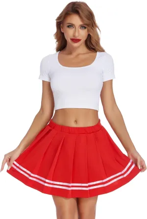 ELESOL Womens Pleated Skirt School Uniform Skirt Mini Skirt Pleated Cheer Skirt Skirts