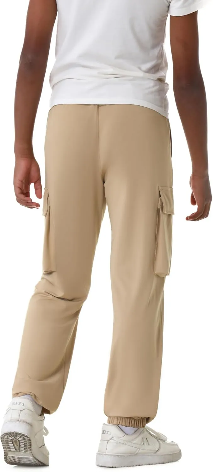 EXARUS 3 Pack Boys Cargo Joggers Lightweight Drawstring Quick Dry Athletic Hiking 6-14Y