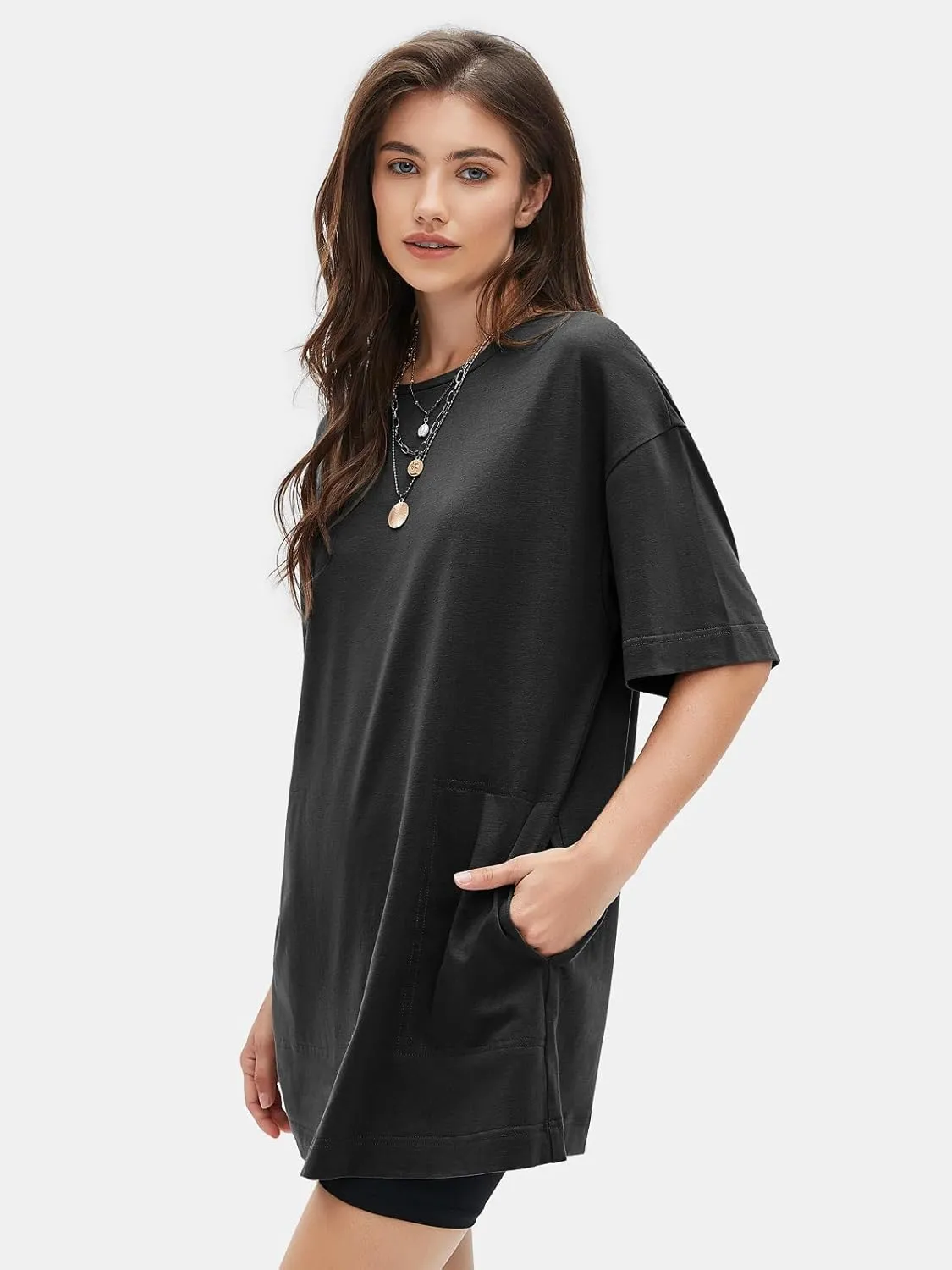 EXLURA Women's Summer Short Sleeve T Shirt Dress Casual Crewneck Resort Wear Tops Sundress Vacation Cruise Beach Outfits 2025