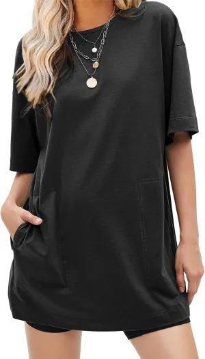 EXLURA Women's Summer Short Sleeve T Shirt Dress Casual Crewneck Resort Wear Tops Sundress Vacation Cruise Beach Outfits 2025