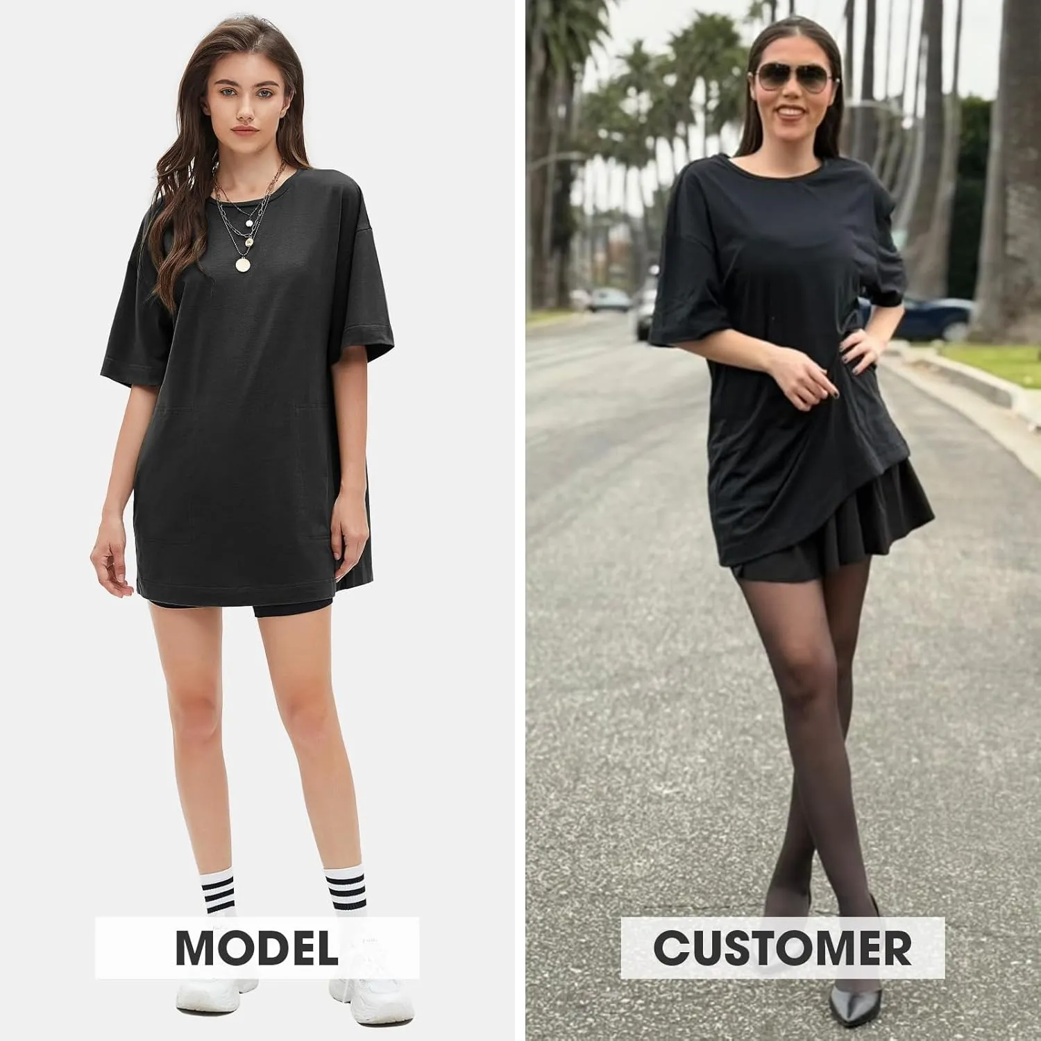 EXLURA Women's Summer Short Sleeve T Shirt Dress Casual Crewneck Resort Wear Tops Sundress Vacation Cruise Beach Outfits 2025