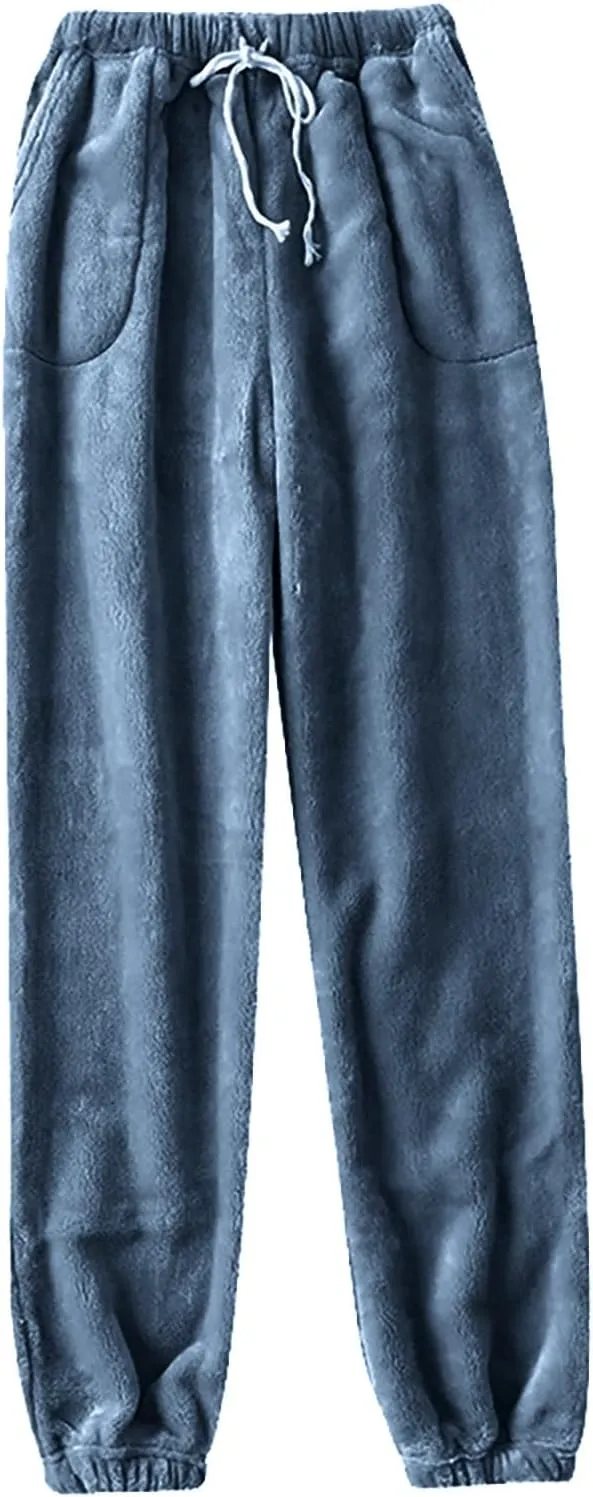 Fall Fashion for Women 2024 Trendy Women's Fleece Pajama Pants Comfy Warm Lounge Long Sleepwear Velvet Home Pants