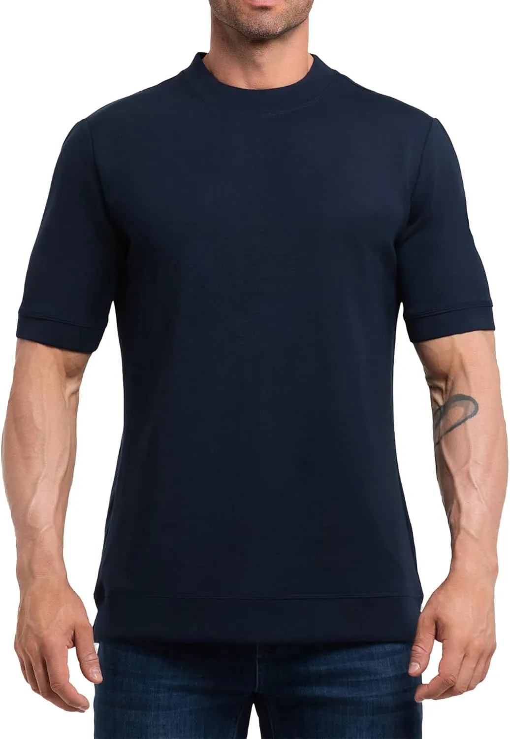 Fioboc Shirts for Men Modal Blend Short Sleeve Tee Slim Fit Solid Top S-4XL