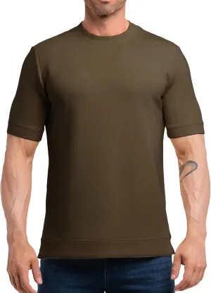 Fioboc Shirts for Men Modal Blend Short Sleeve Tee Slim Fit Solid Top S-4XL